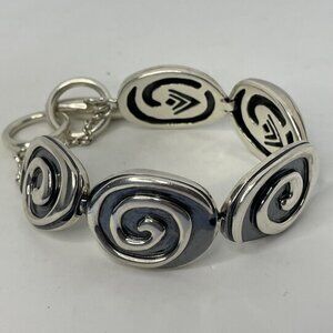 Retired Silpada 925 Sterling Silver Wide Spiral Swirl Link Bracelet B1867 India